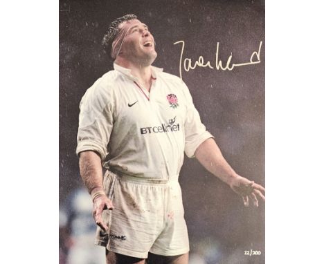 Jason Leonard Ltd. Ed. signed 20" by 16" England photo - Jason Leonard MBE, is quite simply an England Rugby legend.His first