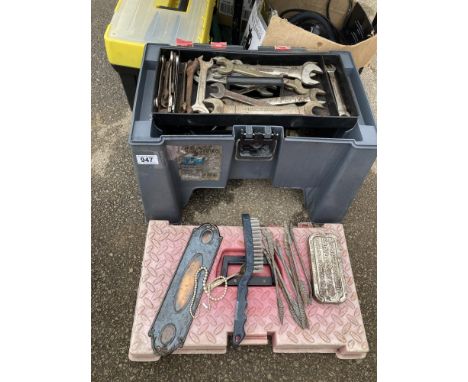 A box step of spanners &amp; other items