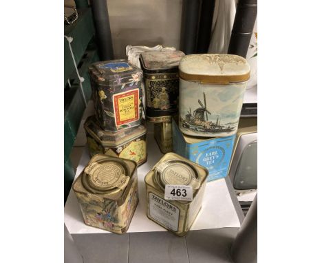 A collection of 8 Taylors and other vintage tea caddy tins 