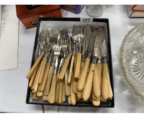 A good box of vintage fish knives &amp; forks 