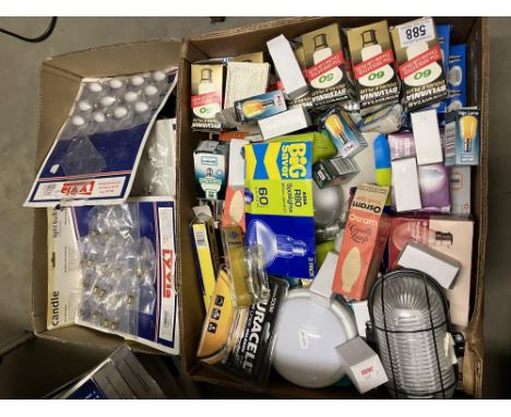 A large collection of boxed light bulbs