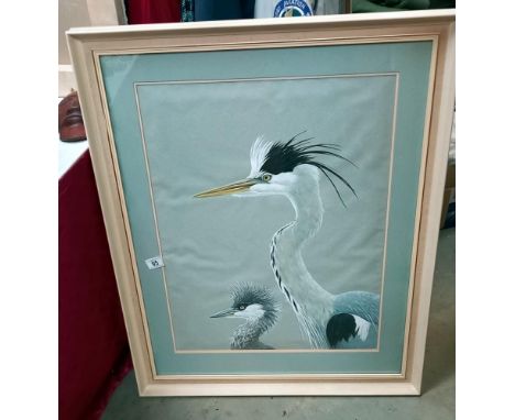 A Large Robert Gillmor print of herons 69x86cm COLLECT ONLY 