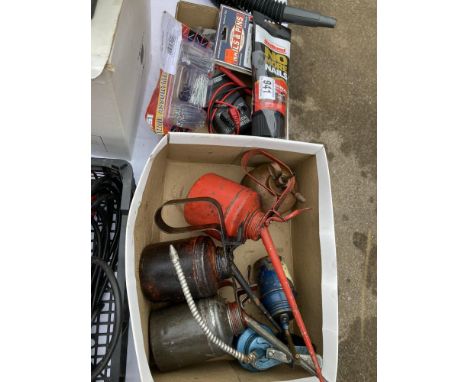 A quantity of workshop sundries &amp; Vintage oil cans
