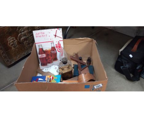 A good box of mixed items including finger oil lamp, stereo viewer &amp; Diet coke clock etc COLLECT ONLY 