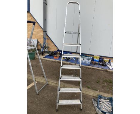 A tall pair of aluminium step ladders