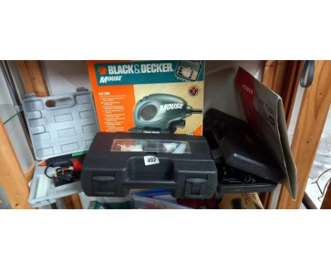 A rotary tool, various drill sets, Black &amp; Decker mouse glue gun &amp; screwdriver 