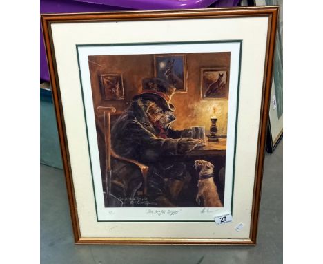 The artful digger limited 127/500 print of dogs COLLECT ONLY 