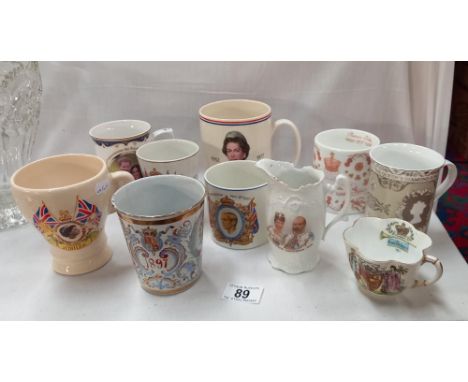 A Queen Victoria 1897 Coronation enamel beaker, a 1937 pottery beaker &amp; A selection of commemorative ware 
