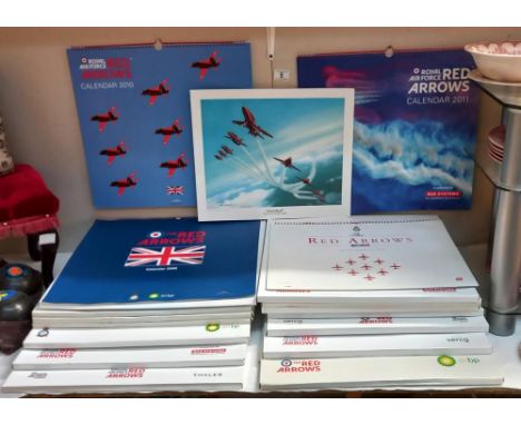 A collection of 15 unused boxed Red Arrows calendars, including; 2 x 2011, 2 x 2010, 2000, 2005, 2007, 2008, 2009 x 2, 2006 x