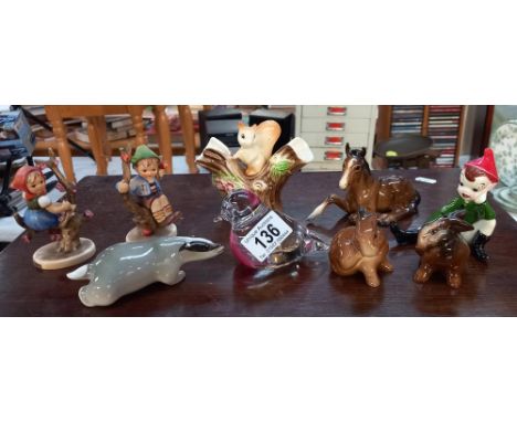 A quantity of Goebel hummel boy figures &amp; other items including Beswick horse 