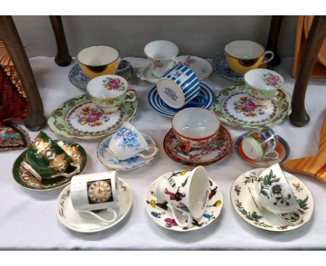 A selection of cups &amp; saucers including Aynsley, Wedgwood &amp; House of Commons etc 
