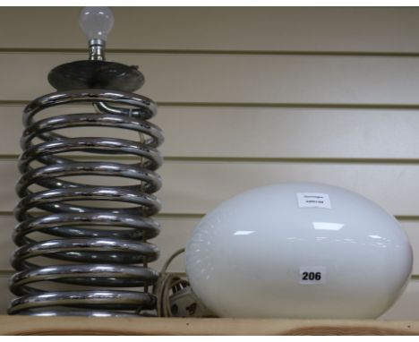 An Ingo Maurer chrome Spirale lamp with ovoid shade