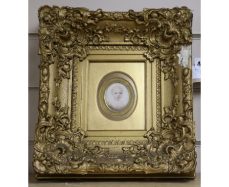 Early 19th century English School, oil on ivory, miniature portrait of an infant, 5 x 4cm