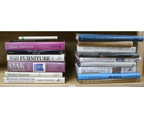 A quantity of reference books relating to furniture, including Irish Furniture, Russian Furniture, Chippendale, English Furni