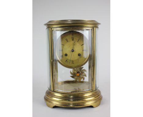 A 19th century French gilt brass and bevelled glass cased mantel clock by Miroy Freres, the gilt dial with Roman numerals, th