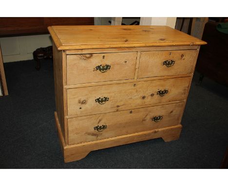 A pine chest of two short over two long drawers, on bracket base, 91cm