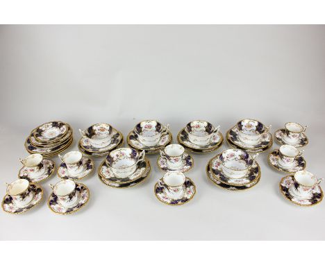 A Coalport early 20th century porcelain part tea and coffee service, to include six teacups, eight saucers and nine tea plate