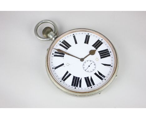 A Goliath pocket/travel clock No 3405668, with white enamel dial and Roman numerals, subsidiary seconds dial, 19cm, (a/f)