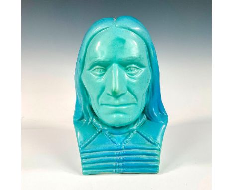 Part of the Great American Indian Series, Chief of the Sioux, in light blue glaze. Van Briggle imprint on bottom. Marked 384.