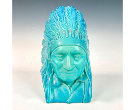 Part of the Great American Indian Series, Chief of the Sioux, in light blue glaze. Van Briggle imprint on bottom, No. 760. Ar