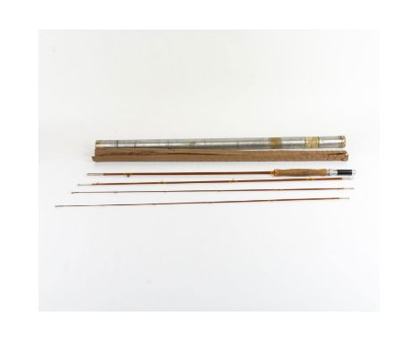 Beautiful craftsmanship. Includes two tips. Split bamboo rod with cork grip, and aluminum handle. Signed Phillipson Pacemaker