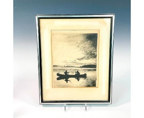 An intaglio print incised using acid into a metal plate. Signed lower left by artist. Sight size: 10.5""L x 8.5""W. Framed si