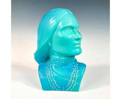 Part of the Great American Indian Series, known for helping in the Lewis and Clark expedition. Light blue glaze. Van Briggle 