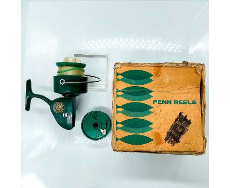 Green painted metal with spare spool included. This item has its original box with measurements of 6""L x 6""W x 4.5""H. Dime