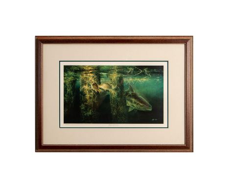 Titled: Dangerous Distraction. Artist signed and numbered on bottom. Limited edition lithograph housed in wood frame with cre