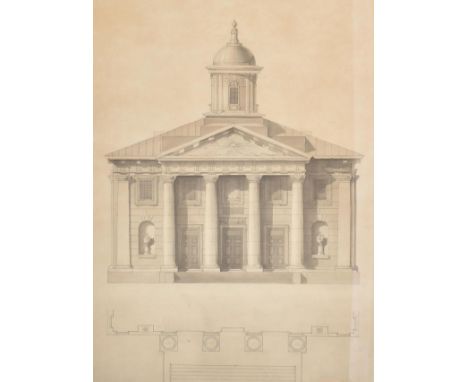 Of Russian architectural interest - A nineteenth century hand drawn &amp; watercolour shaded architectural plan from the Stal