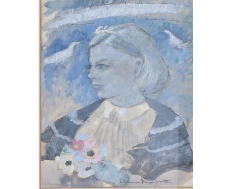 Anne Redpath O.B.E., R.S.A., A.R.A., L.L.D., A.R.W.S., R.O.I., R.B.A. (SCOTTISH 1895-1965) - ' Girl With A Posy ' - A 20th ce