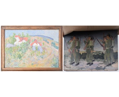 Gilbert Spencer RA (4 August 1892 &ndash; 14 January 1979) - two early 20th century oil on canvas study paintings. The first 