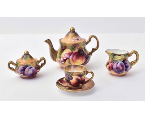 Terence Nutt for Royal Worcester - A later 20th century fine bone hand painted miniature tea service. The service comprising 