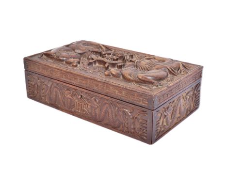 An early 19th century pre-WWI First World War Anglo-Chinese military interest carved box. XXXI Duke Of Connaught's Own (Lance