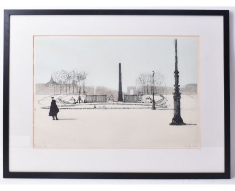 Richard Beer (British 1928-2017) - ' Tuileries ' - A 20th century etching on paper. Signed in pencil lower right, titled lowe