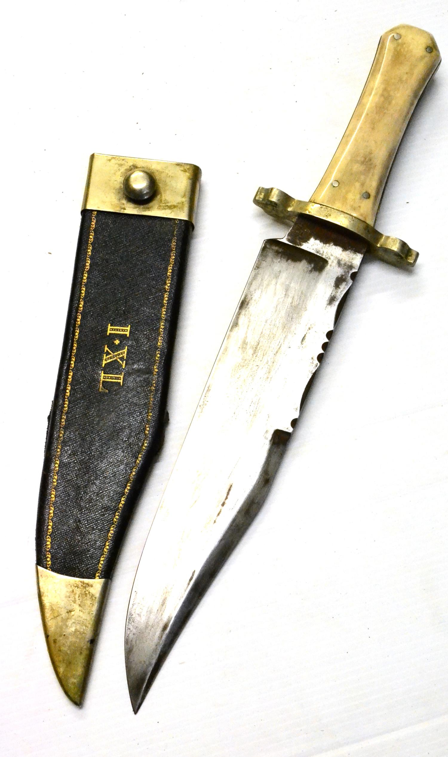 A Late Victorian IXL Bowie Knife, the 23.5cm scallop back clip point