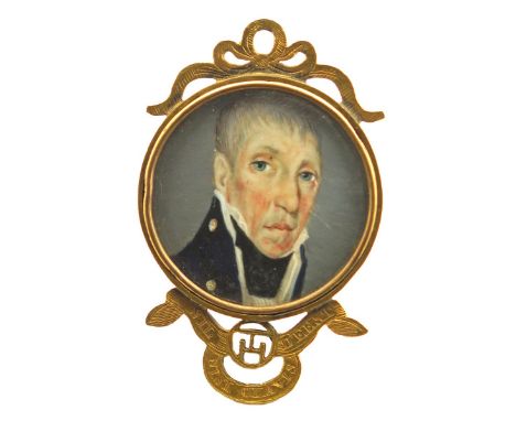 λ Charles Dixon (fl. 1748-1798) Portrait miniature of a gentleman in academic robes, mortar board, and a powdered bag wig Ova