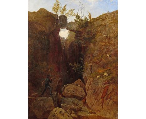 Andrew McCallum RA (1821-1902) Self portrait of the artist in a rocky landscape Signed Oil on canvas 75 x 56cm; 29½ x 22in Pr
