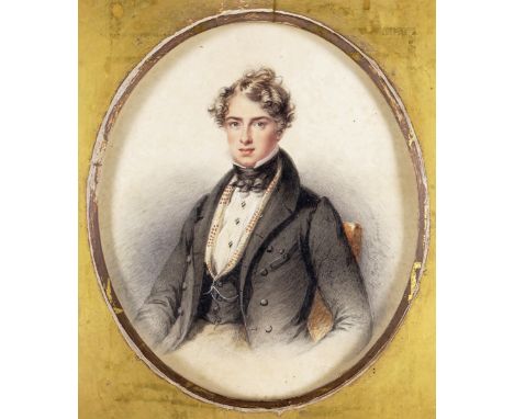 William Derby (1786-1847) Portrait of James Corbet Taylor Signed Watercolour on paper, oval 16 x 13.5cm; 6¼ x 5¼in ++A little