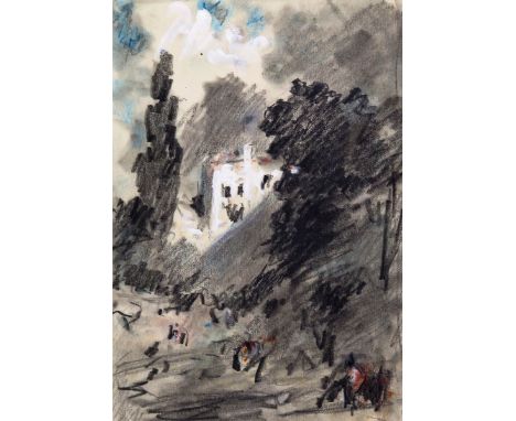 Hercules Brabazon Brabazon (1821-1906) A house in a wooded valley Inscribed on backing paper After Constable, Nat Gall in a d
