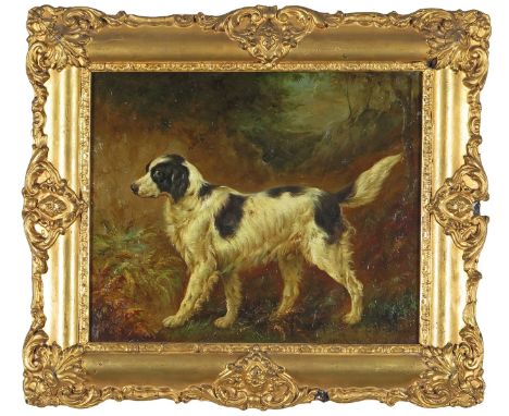 Edmund Bristow (1787-1876) A dog portrait - a setter in a landscape Signed  Oil on canvas 25 x 31cm; 10 x 12½in