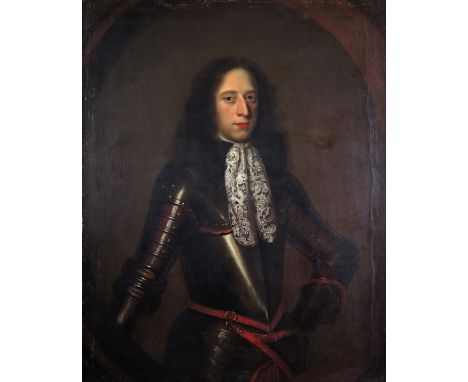 William Wissing (1656-1687) Portrait of a gentleman, thought to be William Duke of Orange, three quarter length, wearing armo