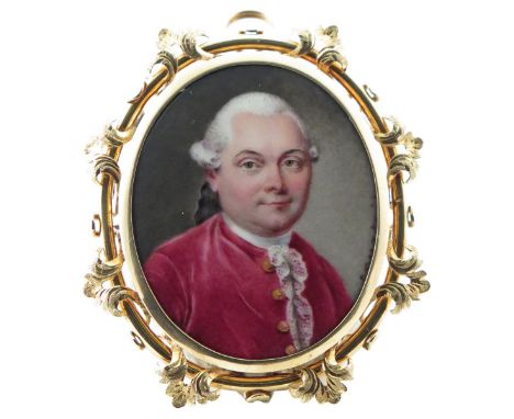 Nicolas André Courtois (French 1734-c.1797) Portrait miniature of a gentleman, head and shoulders, wearing crimson with a whi