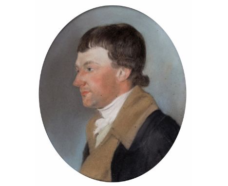 Lewis Vaslet of Bath (1742-1808)  Portrait of a gentleman, head and shoulders wearing a gold coat; Portrait of John Compton (