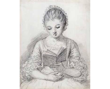 Attributed to William Hoare of Bath (1707-1792) Portrait of a girl reading Pencil 25 x 20cm; 9¾ x 8in ++Small repair lower ce