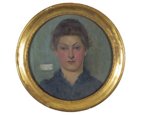 British School c. 1875 Portrait of a lady, bust length Signed with monogram, AP, inscribed with device and dated in Roman Num