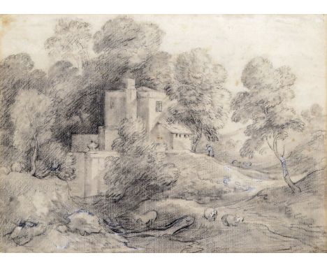 Attributed to Thomas Gainsborough R.A. (1727-1788) A house in a wooded landscape Pencil 27 x 37cm; 10½ x 14½in Provenance: Sq
