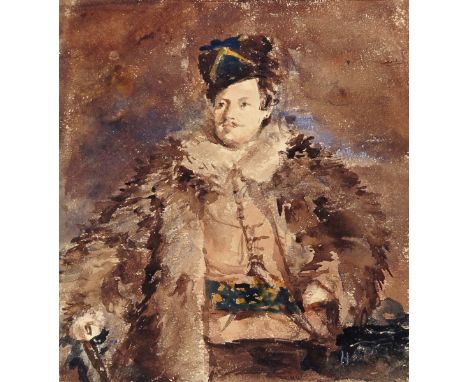 Hercules Brabazon Brabazon (1821-1906) Portrait of Captain John Hamilton as a Russian Boyar after Sir Joshua Reynolds Signed 