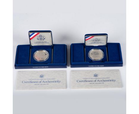 Collection incudes one San Francisco Mint Proof coin, and one Philadelphia Mint Uncirculated coin celebrating the 200th Anniv