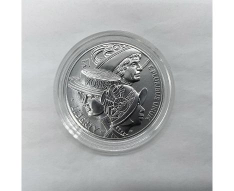 Philadelphia Mint. Commemorative issue coin. The obverse side depicts overlapping profiles of three distinct women wearing va